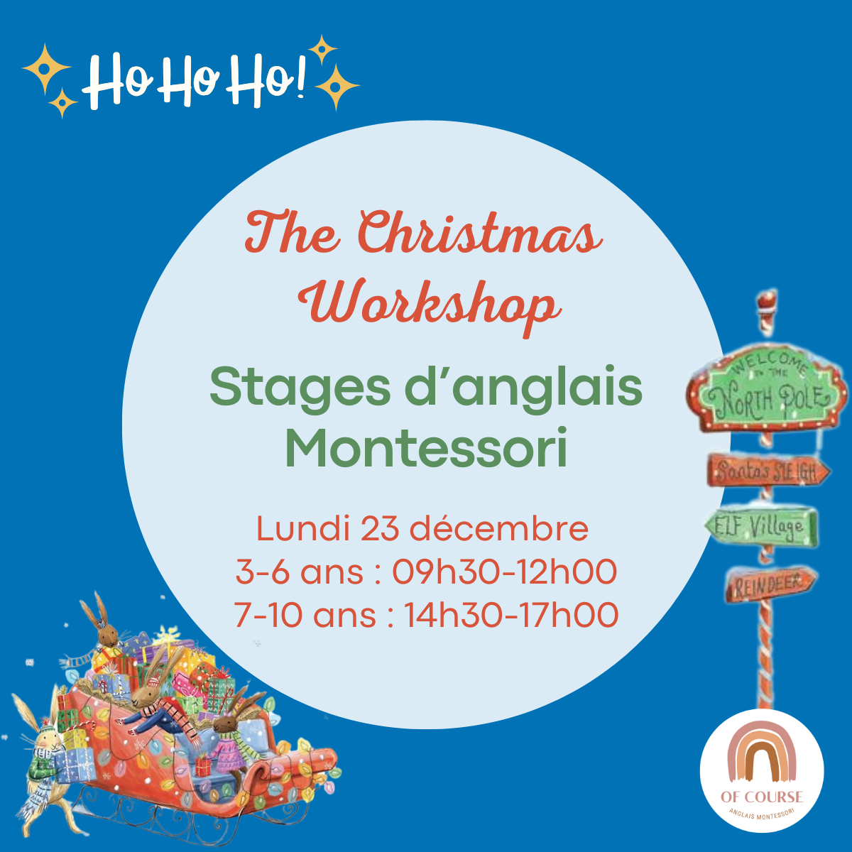 Stages d'anglais Montessori à Nantes 23 décembre 2024 pour enfants de 3 à 10 ans - The Christmas Workshop