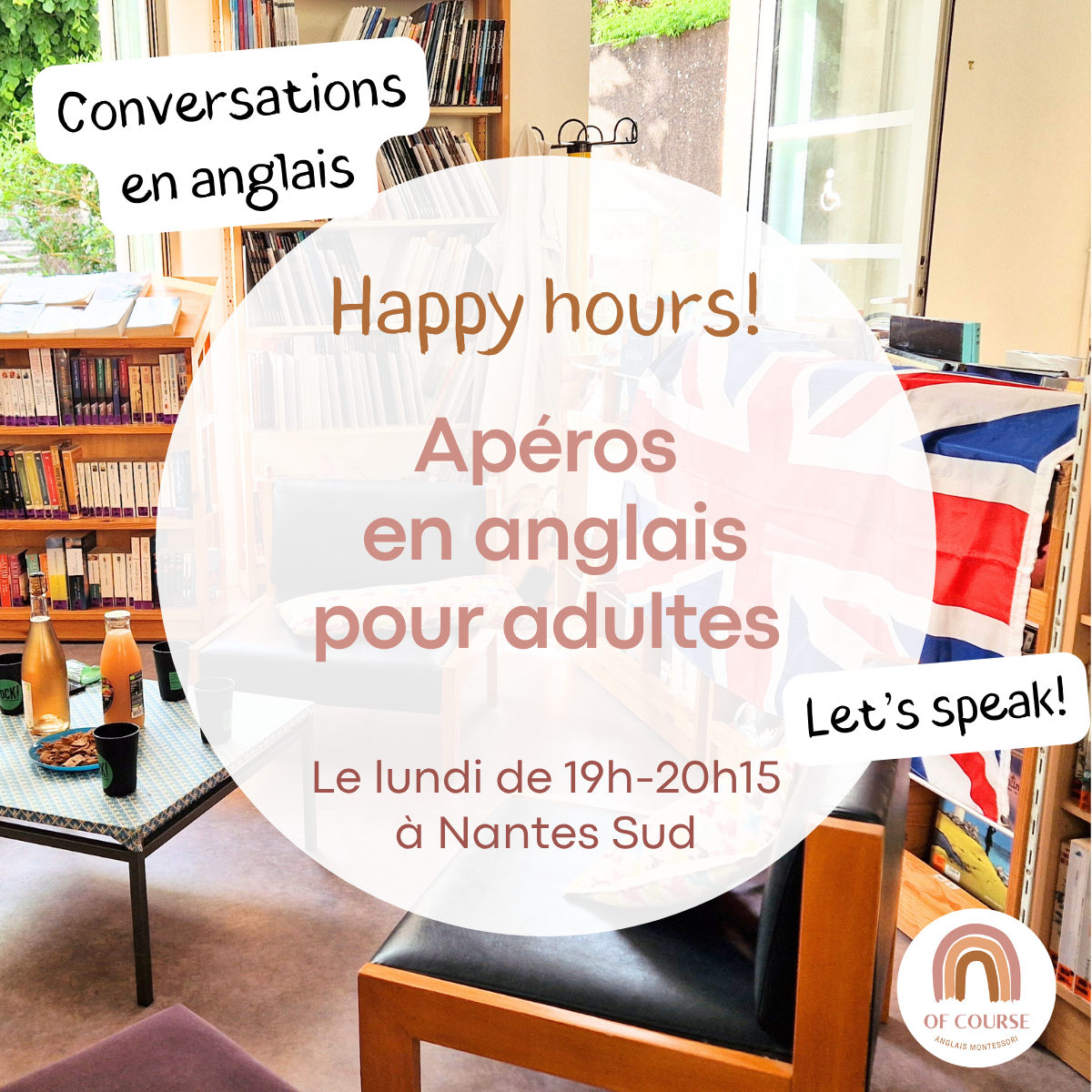 Cours d'anglais adultes à Nantes - Conversations - Happy Hours Of Course Montessori
